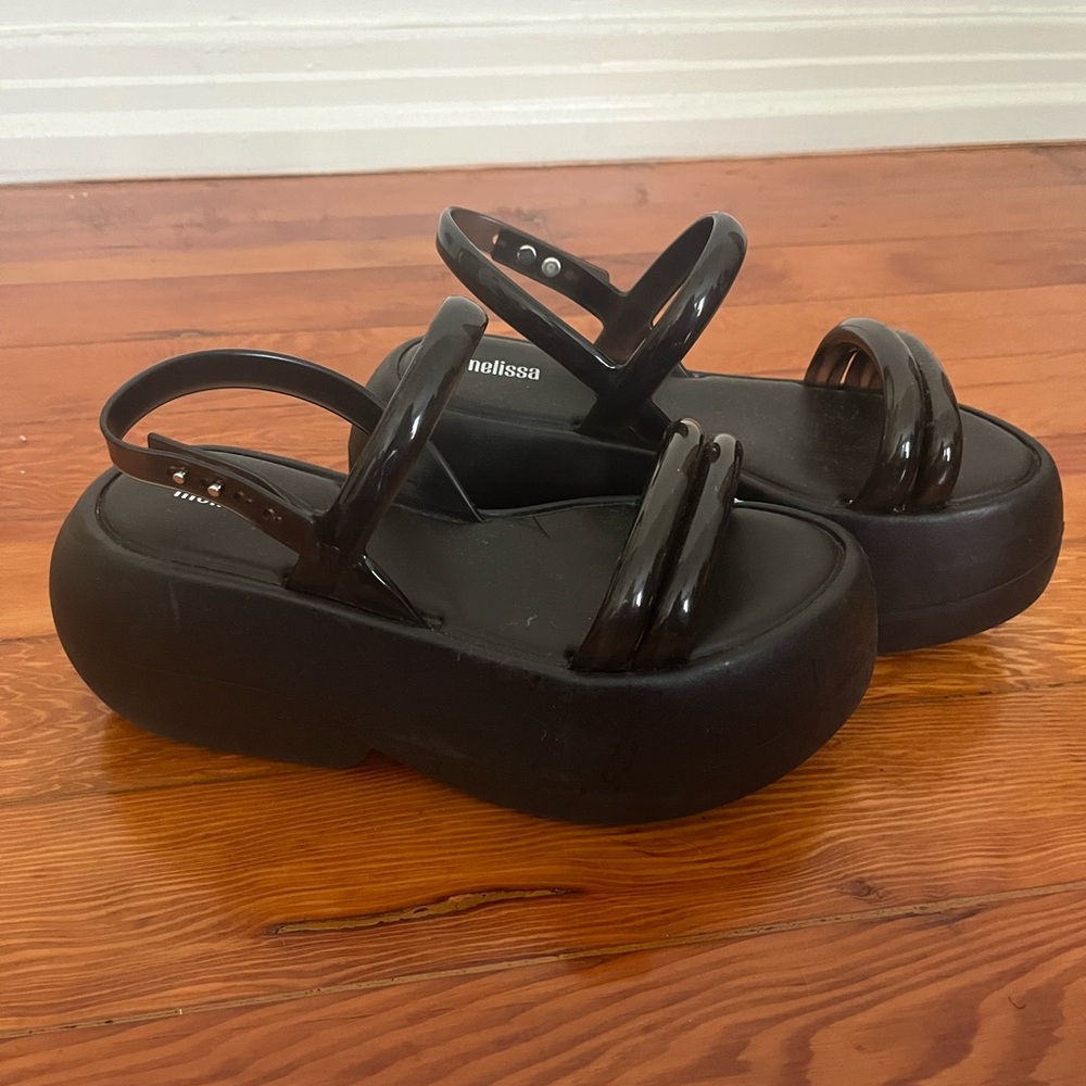 Black Melissa platform sandals size 38